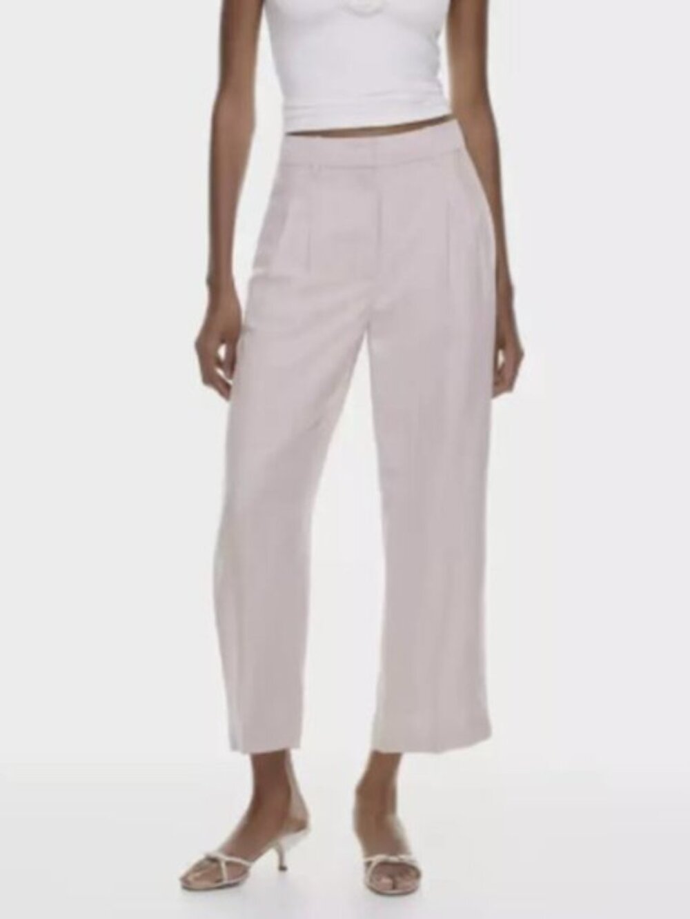 Aritzia Effortless Cropped Linen Lilac Wide Leg Pants